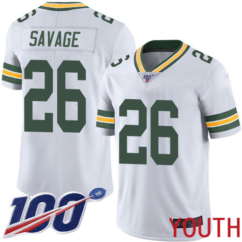 Green Bay Packers Limited White Youth #26 Savage Darnell Road Jersey Nike NFL 100th Season Vapor Untouchable